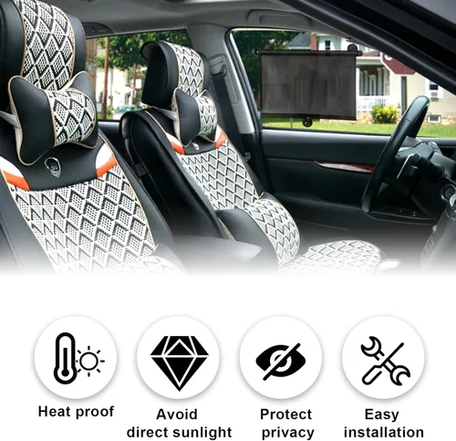 Miniatura 5 de Vrasly Paquete de 2 parasoles enrollables para ventana lateral de automóvil, parasol retráctil para ventana de automóvil para protección UV