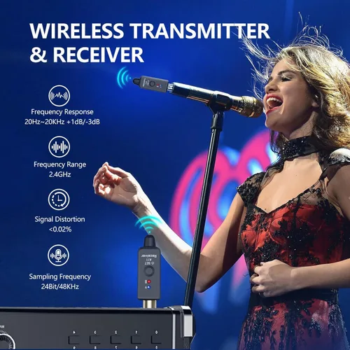 Miniatura 2 de Transmisor y receptor XLR inalámbrico A11 2.4GHz, sistema de micrófono inalámbrico para micrófonos dinámicos, mezclador de audio, sistema de PA