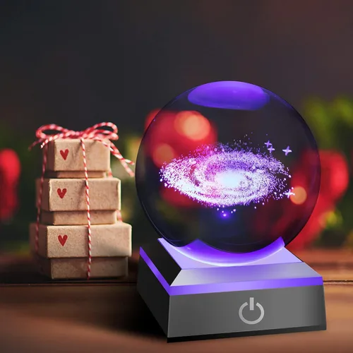 Miniatura 7 de Bola de cristal 3D de la Vía Láctea, luz nocturna multicolor, lámpara decorativa para ciencia, astronomía, espacio, regalos para novios, esposos
