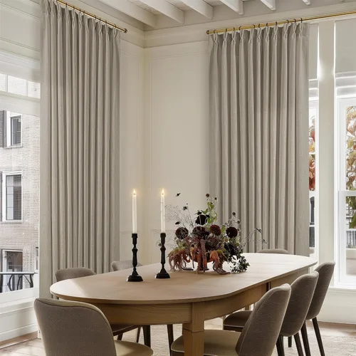 Miniatura 152 de Cortinas de lino natural con pliegues fruncidos de 120 pulgadas de largo para sala de estar, cortinas plisadas con ganchos y lengüeta trasera