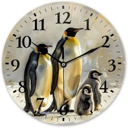 Miniatura 23 de Reloj de pared, funciona con pilas, redondo, silencioso, sin tictac, girasol contra fondo azul, reloj decorativo para cocina, baño, sala de estar