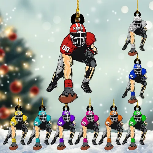 Miniatura 10 de Adornos de fútbol de Navidad personalizados, adornos de fútbol 2025 para árbol de Navidad, decoraciones navideñas acrílicas, adorno de jugador