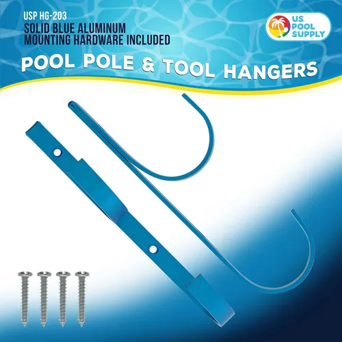 Miniatura 2 de U.S. Pool Supply Colgador de Pértiga para Piscina - 2 Ganchos de Piscina de Aluminio Azul para Pértiga - Gancho de Cerca para Equipos para Redes