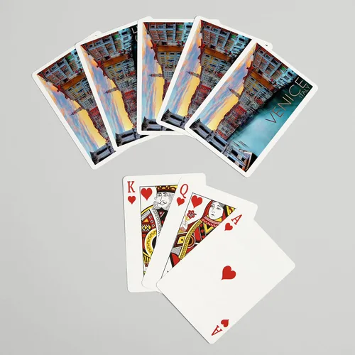 Miniatura 7 de Lantern Press Venecia, Italia, vista al canal (52 cartas de juego, baraja de cartas de tamaño póquer con comodines)