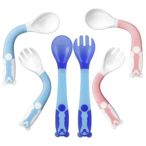 PandaEar Cucharas de utensilios flexibles para bebés, aprendizaje de entrenamiento y alimentación para niños pequeños y bebés, 3 juegos sin BPA,