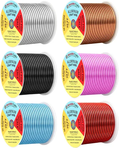 Miniatura 330 de Mandala Crafts - Alambre de aluminio anodizado de 8 calibre para hacer joyas - 9.75 m de alambre flexible negro colorido - Flexible para bonsái