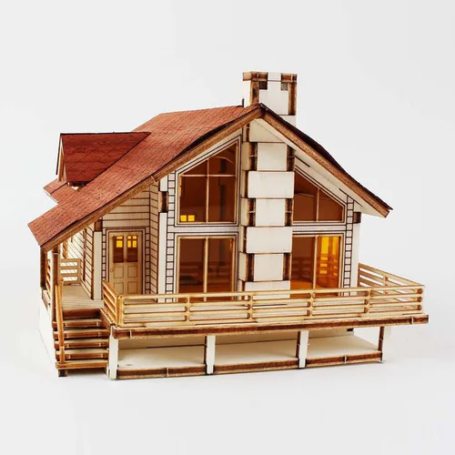 Miniatura 8 de Kit de Modelo de Madera de Escritorio Casa de Jardín A con una Gran Terraza de YOUNGMODELER por Young Modeler