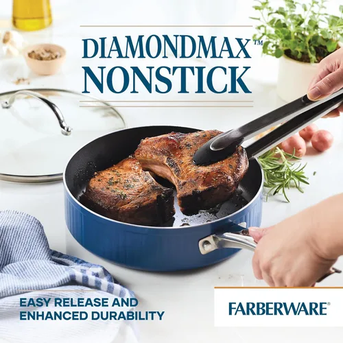 Miniatura 6 de Farberware Style - Sartén antiadherente con tapa, apta para lavavajillas, 3 cuartos de galón, color azul