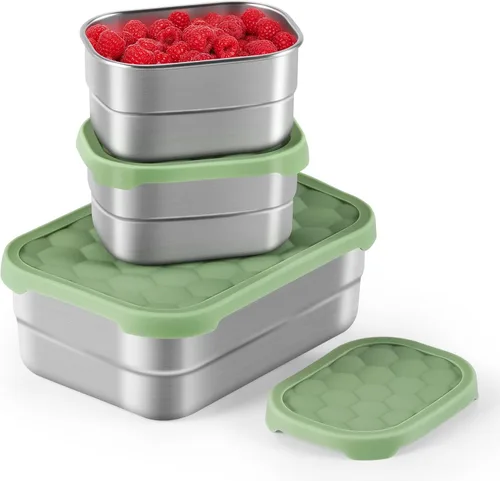 Miniatura 14 de Tanjiae Recipientes Pequeños de Acero Inoxidable para Almuerzo para Niños A Prueba de Fugas Sin BPA Recipientes para Aperitivos con Tapas