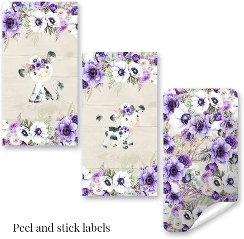 Miniatura 9 de Amanda Creation Acuarela Purple Cow Baby Shower Baby Shower Mini Chocolate Candy Bar Wrappers Wrappers Envoltura de 45 etiquetas envolventes de 1.4