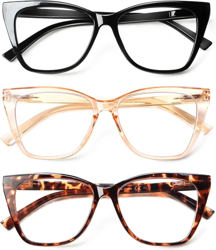 Miniatura 10 de Lentes de lectura de gran tamaño para mujer, elegantes lentes de ojo de gato, bloqueo de luz azul, para lectura de computadora con bisagra