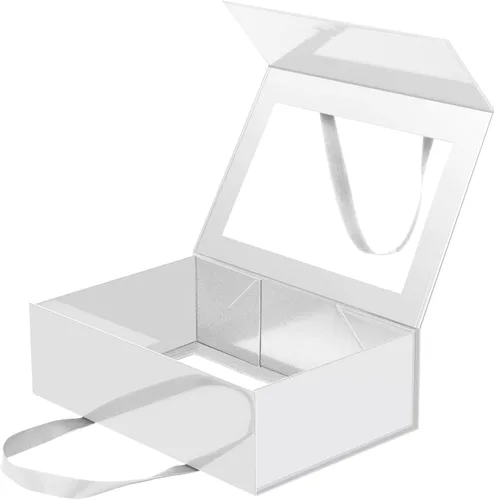 Miniatura 10 de Caja de regalo negra con ventana, caja de regalo magnética transparente para regalo, caja de propuesta de padrino de boda (10.5 x 7.5 x 3 pulgadas)