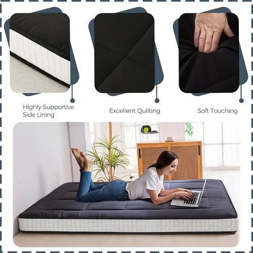 Miniatura 6 de MAXYOYO Colchón tipo futón extra grueso de 6 pulgadas, colchón plegable japonés para adultos, almohadilla de tatami enrollable para habitación