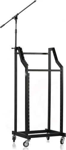 GRIFFIN Soporte de carrito de montaje en rack y plataforma mezcladora superior 25U (serie Studio-XPRO Steel) - Soporte para cabina de música rodante