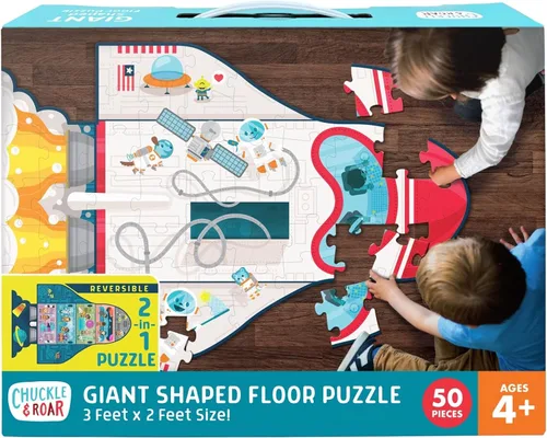Miniatura 11 de Chuckle & Roar Rompecabezas de piso jumbo de dinosaurio – 50 piezas, 24 x 36 pulgadas, edades de 4 a 6 años – Rompecabezas para niños que brilla