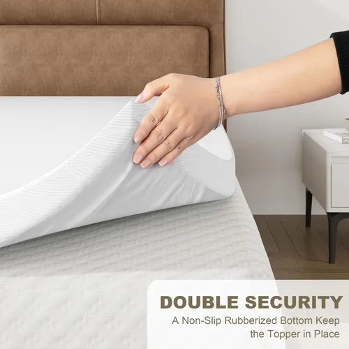 Miniatura 5 de Zenzy 2" Twin Mattress Topper Cover, Oeko-TEX Certified, Ultra-Soft Zippered Topper Protector with Adjustable Straps, Washable (Cover Only)
