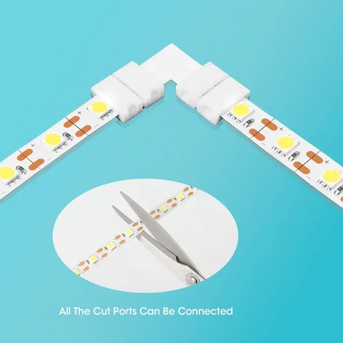 Miniatura 3 de WENHSIN 10 paquetes de conectores LED de 2 pines en forma de L para luces de tira LED de 10 mm de ancho, adaptador de extensión sin cable, sin