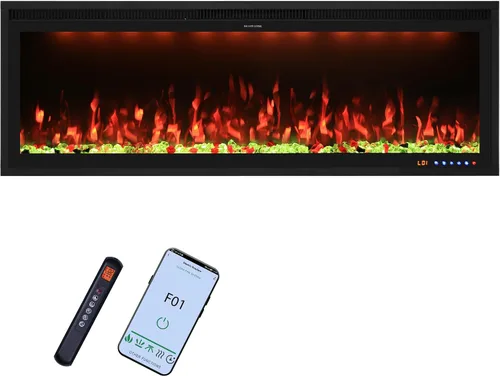 Miniatura 16 de Valuxhome Inserto de chimenea eléctrica empotrada de 40 pulgadas y montado en la pared con aplicación, toque de pantalla y control remoto, 13