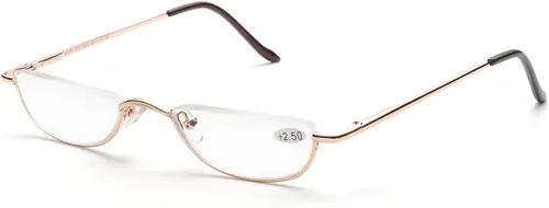 Miniatura 14 de ZUVGEES Gafas de lectura vintage de aleación semi sin montura para hombres y mujeres, medio marco, gafas delgadas con estuche elegante T0340