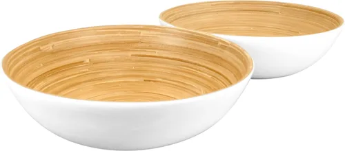 Miniatura 11 de LEXA Ensaladera de bambú hecha a mano de 12 pulgadas – Frutero de madera grande de 130 onzas para encimera de cocina, bambú natural