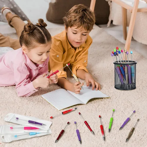 Miniatura 4 de Jetec Kit de 150 bolígrafos de cuentas para bricolaje, 50 bolígrafos de plástico con cuentas, 50 recambios con 50 bolsas para bolígrafos, bolígrafo
