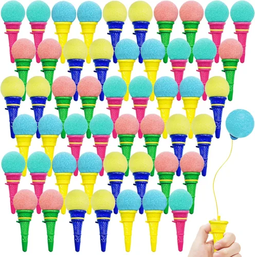 Miniatura 8 de Juuxncgv 30 unidades de juguetes para hacer helados, lanzador de bolas de espuma de helado de 4 pulgadas, mini bolas de esponja de cono para niños