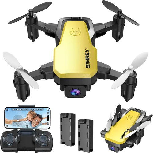 Miniatura 10 de SIMREX Mini dron con cámara 720P para niños y principiantes, cuadricóptero RC plegable, posicionamiento de flujo óptico, retención de altitud, giro