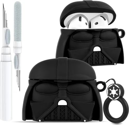 Miniatura 8 de Toyuma Funda para AirPods 4, diseño de dibujos animados kawaii, divertida funda de silicona suave 3D con llavero y kit de limpieza para mujeres