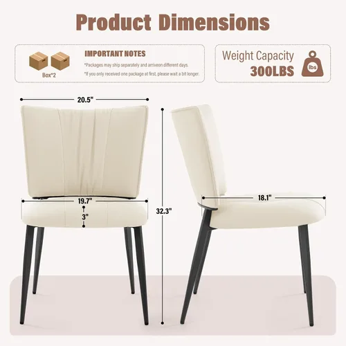 Miniatura 2 de Lamberia Juego de 4 sillas de comedor modernas de mediados de siglo, cómodas sillas tapizadas de piel sintética para cocina, comedor, color blanco