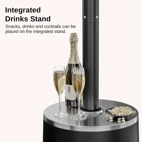 Miniatura 5 de EAST OAK - Calentador de patio de 50,000 BTU con diseño de mesa, quemador de acero inoxidable de doble capa, sistema de protección triple, ruedas
