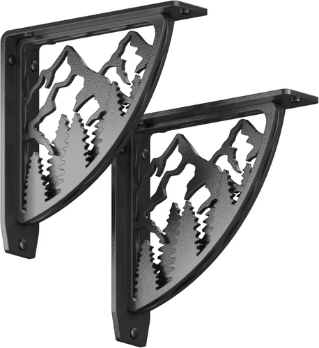 STARBY Soportes de estante resistentes. Paquete de 2, ménsulas de chimenea de 8 x 8 pulgadas. Soportes de mostrador de metal en forma de L. Hierro