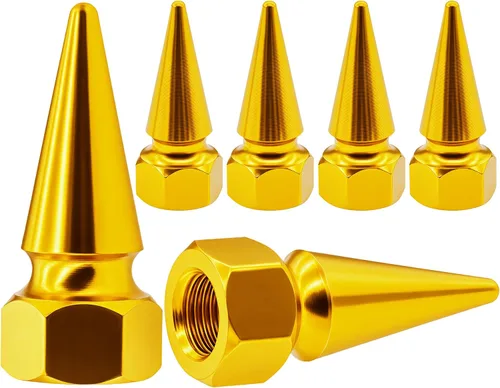 Miniatura 22 de 4 piezas de tapas de válvula de rueda con forma de punta, tapa de aire de aluminio para automóviles, cubiertas universales de válvula de rueda a