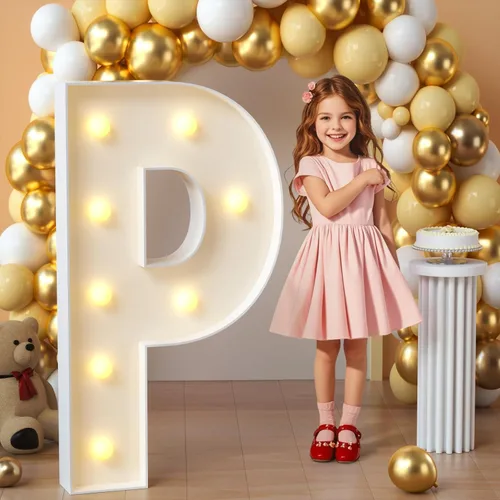 Miniatura 23 de imprsv Letras de marquesina iluminadas, letras de mosaico de 1.2 m con luz para decoración de baby shower, graduación, gran J para decoraciones