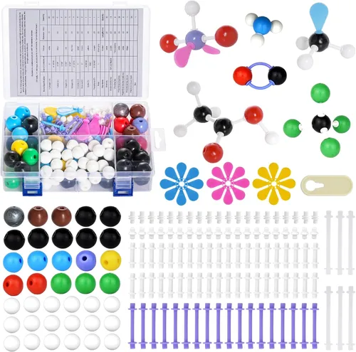214pcs Química Modelo Molecular Orgánica Inorgánica STEM Educativa Ciencia Set 78 átomos 24 Orbitales de Nube Electrónica 110 Enlaces Enlaces 1 Caja