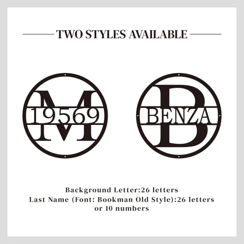 Miniatura 5 de Monogram Letter Metal Sign, Custom Metal Name Sign Address Numbers, Metal Wall Art, Family Wall Decor, Outdoor Metal Sign, Personalized Family Name