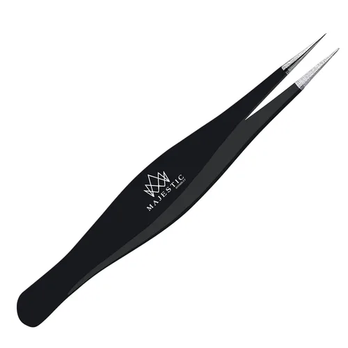 Miniatura 10 de Majestic Bombay Pinzas de punta fina para mujeres y hombres – Garrapatas astilladas, depilación facial, cejas y encarnados – afiladas, nariz