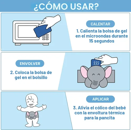 Miniatura 6 de Alivio de cólicos y gases para bebés - Heigoeost Envoltura abdominal calentada para recién nacidos para aliviar el vientre mediante calor Elefante