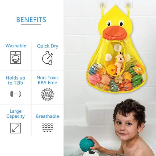 Miniatura 2 de Linkidea Organizador de juguetes de baño, soporte organizador de juguetes de bañera, soporte de red de almacenamiento de juguetes de baño
