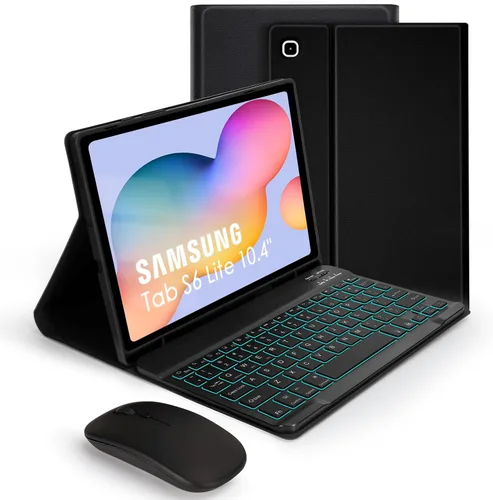 SOPPY Teclado retroiluminado de 7 colores con mouse para Samsung Galaxy Tab S6 Lite de 10.4 pulgadas 2022/2020 (SM-P610/P613/P615/P619), funda de