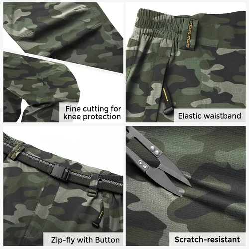 Miniatura 6 de SIKAINI Pantalones tácticos de secado rápido para hombre, ligeros, impermeables, para senderismo, Ripstop, con cinturón
