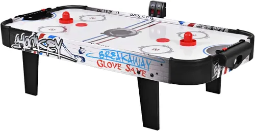 Goplus Mesa de hockey de aire, juego de hockey de aire de mesa de 42 pulgadas con marcador LED, 2 discos, 2 empujadores, motor potente, juego de