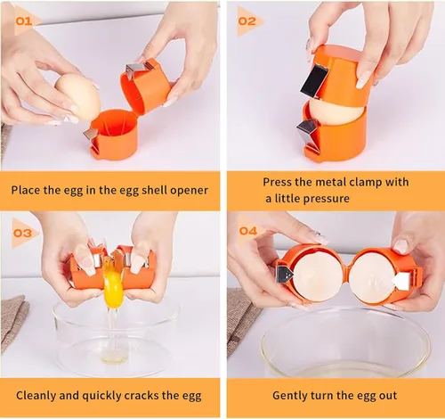 Miniatura 6 de 3 abridores de cáscara de huevo, pelador de huevos duros, herramienta de galleta de huevos para huevos crudos, separador de huevos de acero