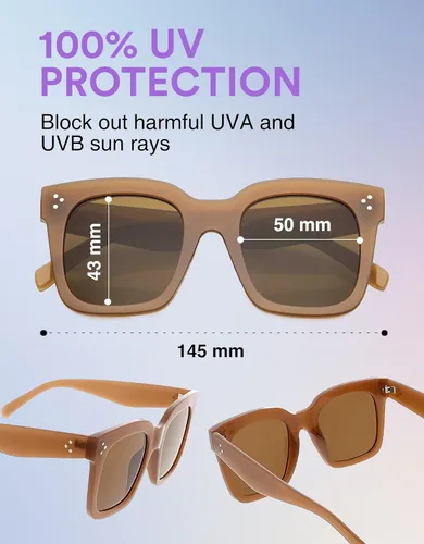 Miniatura 13 de zeroUV - Gafas de sol cuadradas retro de moda de gran tamaño para mujer estilo vintage 1.969 pulgadas