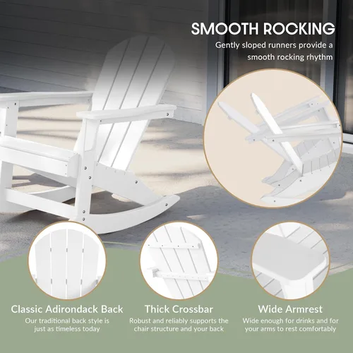 Miniatura 166 de WestinTrends Silla mecedora Malibu de poliéster para exterior/patio Adirondack, Negra