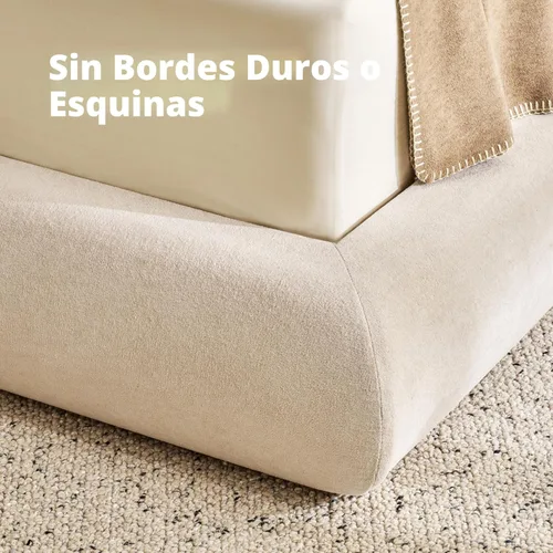 Miniatura 4 de RECCI AirFrame - Base de cama tapizada de media luna tamaño Queen, base arqueada curvada de terciopelo con cabecero, espuma acolchada totalmente