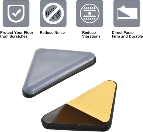 Miniatura 4 de uxcell 1.772 in x 1.378 in x 1.378 in triángulo PTFE muebles deslizantes, adhesivo autoadhesivo para pisos de madera, azulejos de cerámica
