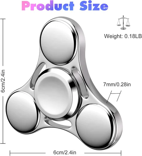 Miniatura 4 de Juguete Fidget Spinners, 2-5 minutos de tiempo de giro de acero inoxidable con rodamiento R188 de metal Fidget Spinner, EDC TDAH alivia el estrés
