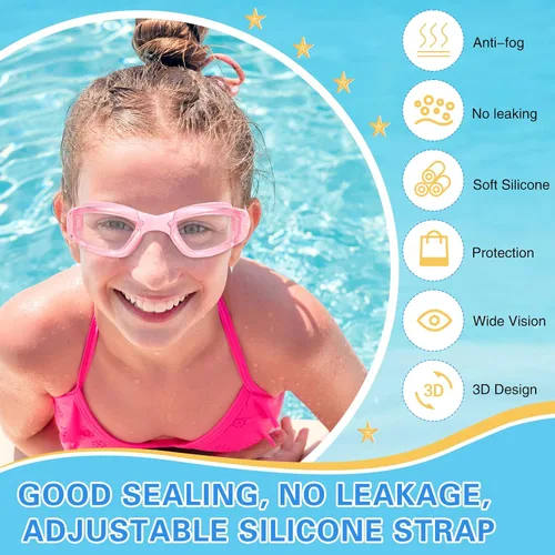 Miniatura 5 de Fabbay 8 gafas de natación sin fugas para niños y adultos, protección UV, gafas de natación impermeables con clip para la nariz