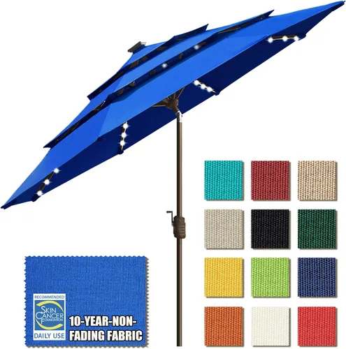 Miniatura 25 de EliteShade - Sombrilla solar de 9 pies / 2.74 metros, con 80 luces LED para patio, mesa al aire libre, con ventilación y cubierta que no se decolora