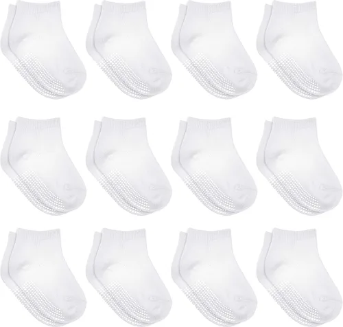 Miniatura 8 de Debra Weitzner 12 pares de calcetines antideslizantes para niños y niñas, calcetines antideslizantes para bebés y niños